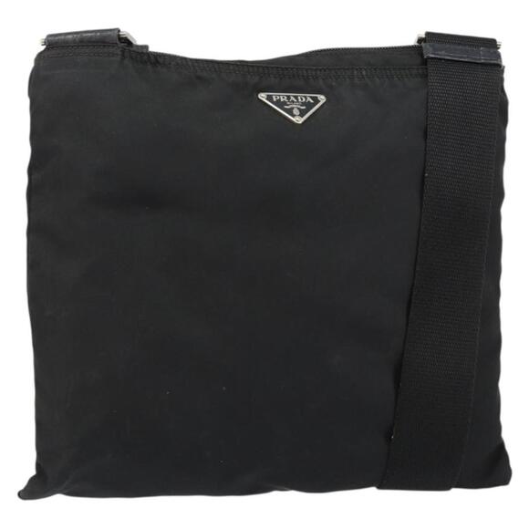PRADA Shoulder Bag Nylon Black Silver Auth ep10975